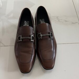 Salvatore Ferragamo Men's Dark Brown Leather Bit Loafers
